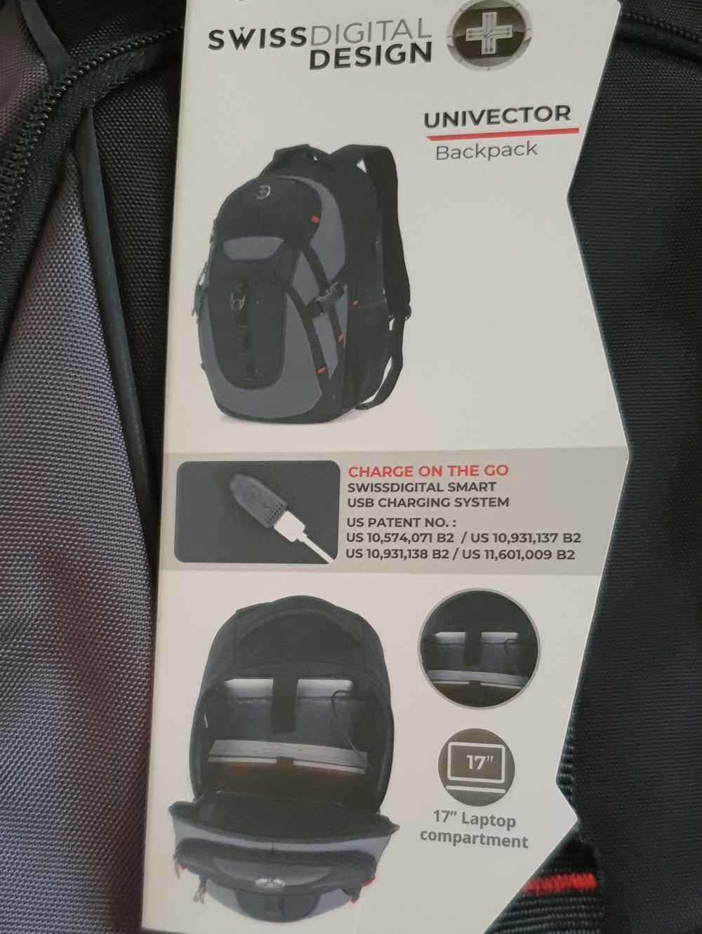Swissdigital Design Laptop Backpack with USB Charging Port Travel Backpack NWT - Picture 11 of 16